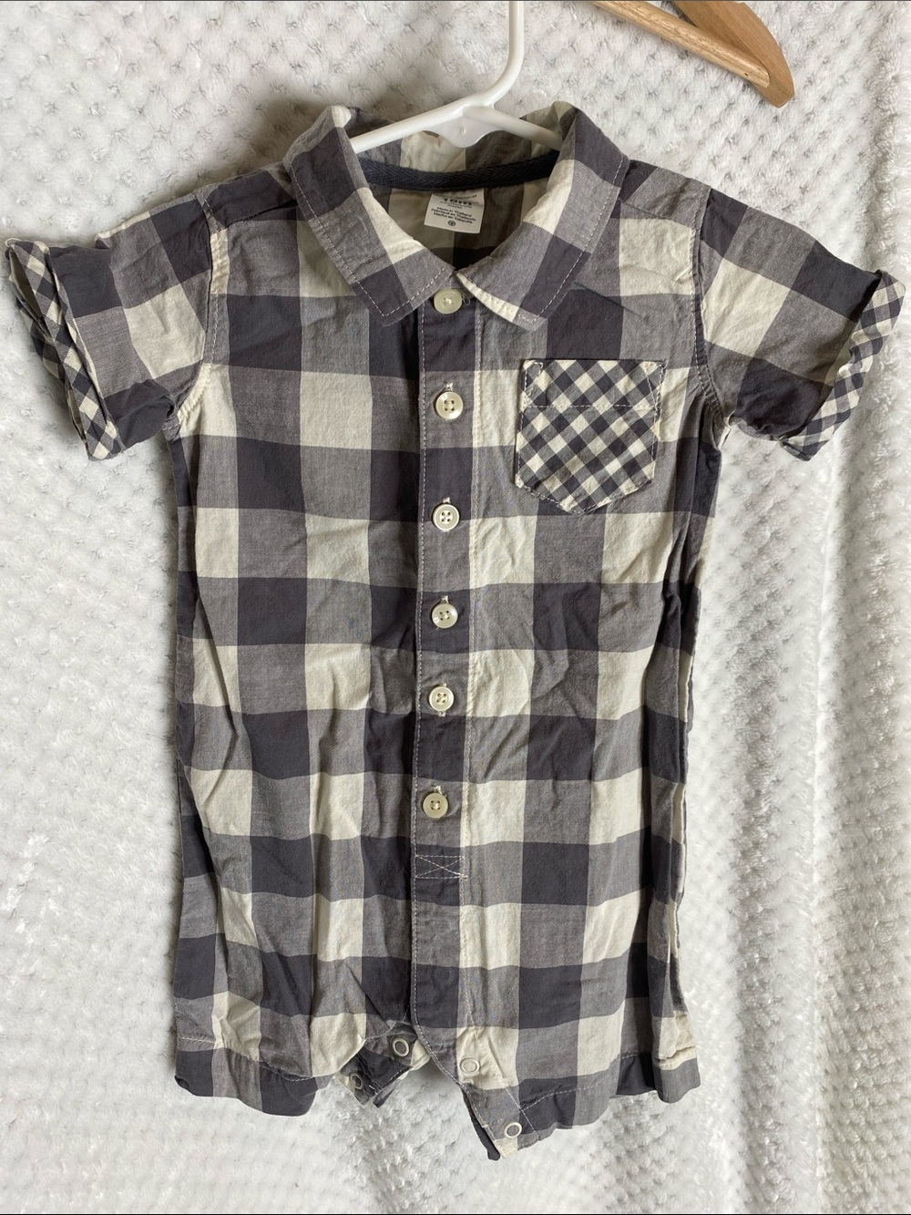 Carter's Short Sleeve Buffalo Check Plaid Romper Outfit
